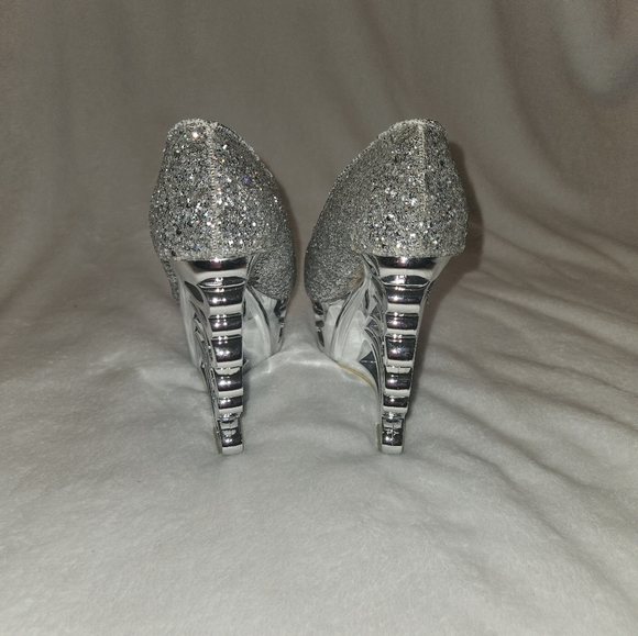 Silver Sparkle Wedge Heels - Picture 7 of 8